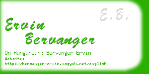 ervin bervanger business card